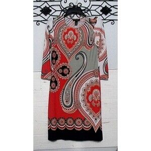 I.N.C Women's Beautiful Knit Dress Size 4 Long Sleeve Multicolored Round Neck